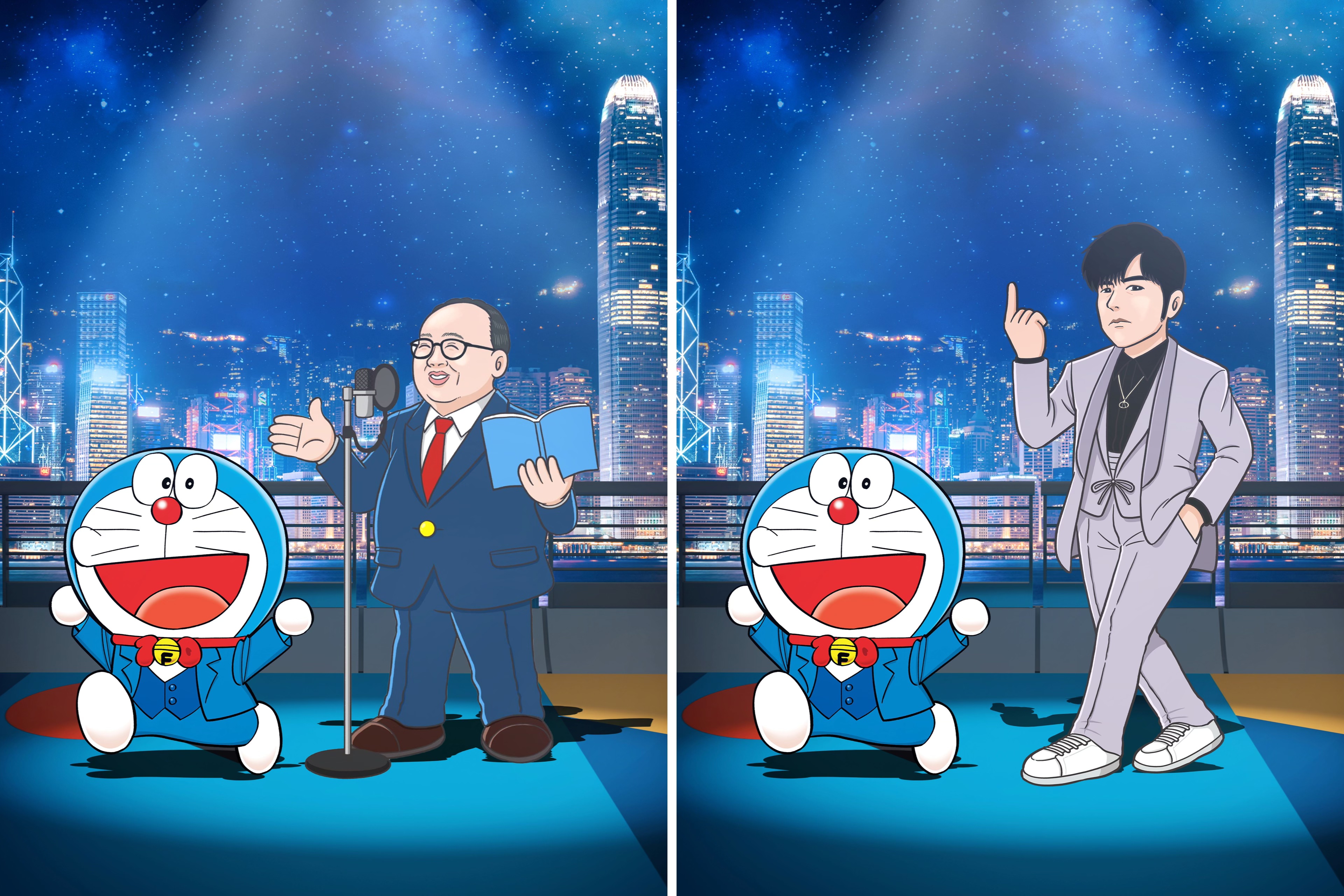 多啦 A 夢展聯乘 13 位電影工作者 — 已故資深配音員林保全、周杰倫等漫畫立牌踏上「藍」地毯